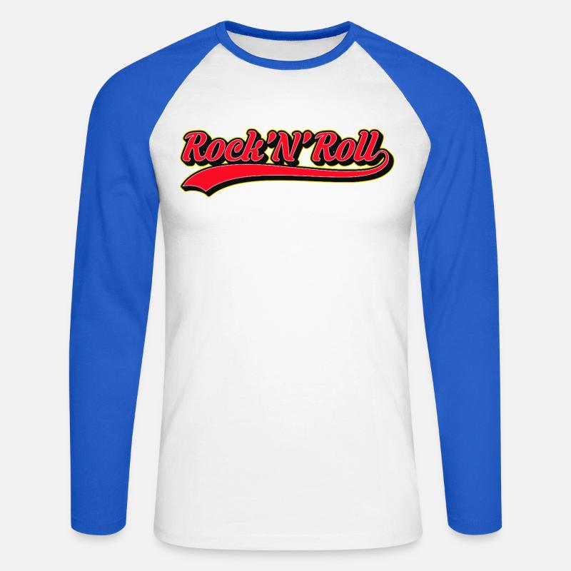 Rock 'N' Roll Retro Script Logo - Unisex Baseballshirt langarm - Weiß/Royalblau