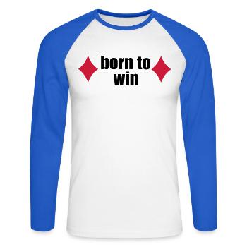 poker - Unisex Long Sleeve Baseball T-Shirt - white/royal blue - Front - Nik (191cm)