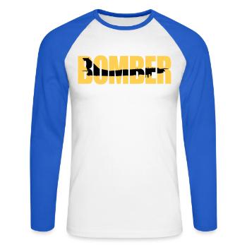 Blouson aviateur Tu-95 - T-shirt baseball manches longues Homme - blanc/bleu royal - Devant - Nik (191cm)