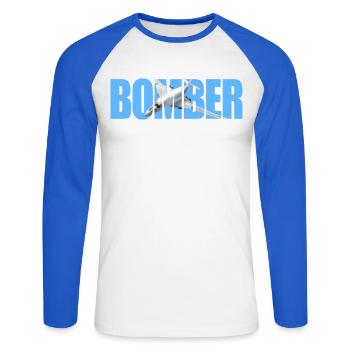 Blouson aviateur Tu-160 - T-shirt baseball manches longues Homme - blanc/bleu royal - Devant - Nik (191cm)