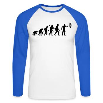 Darts Evolution Dart Zielen Auf Zielscheibe - Unisex Baseballshirt langarm - Weiß/Royalblau - Vorne - Nik (191cm)