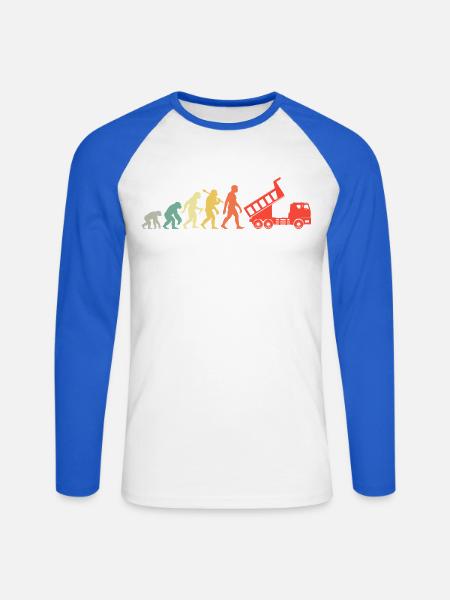 Kipplaster Fahrer Evolution - Unisex Baseballshirt langarm - Weiß/Royalblau