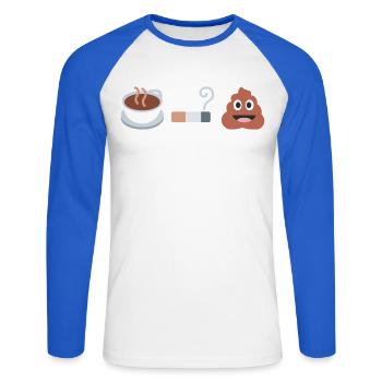 Kaffee, Kippe, K*cken - Unisex Baseballshirt langarm - Weiß/Royalblau - Vorne - Nik (191cm)
