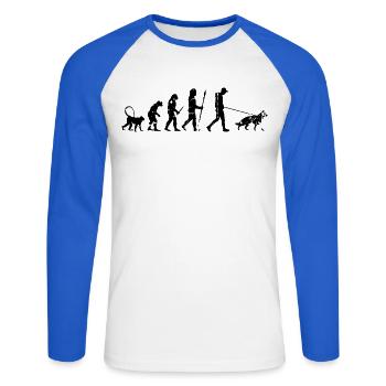 Deutscher Schäferhund Evolution - Unisex Baseballshirt langarm - Weiß/Royalblau - Vorne - Nik (191cm)