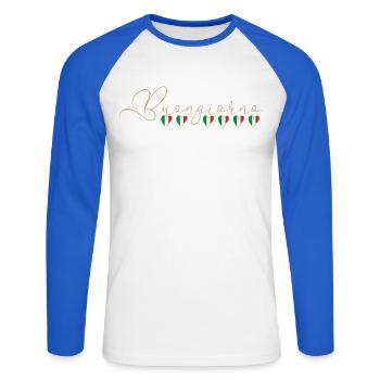 Italien mit Herz  - Unisex Baseballshirt langarm - Weiß/Royalblau - Vorne - Nik (191cm)