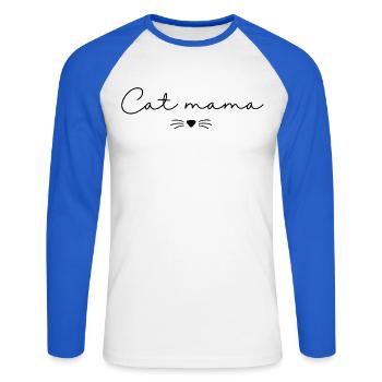 Katzen-Mama - Unisex Baseballshirt langarm - Weiß/Royalblau - Vorne - Nik (191cm)
