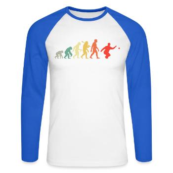 Boccia Und Petanque Spieler Evolution Retro Grafik - Unisex Baseballshirt langarm - Weiß/Royalblau - Vorne - Nik (191cm)