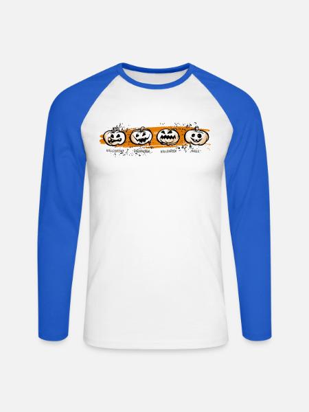 Halloween - Unisex Baseballshirt langarm - Weiß/Royalblau