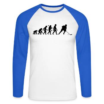 Eishockey Evolution Für Eishockey Spieler - Unisex Baseballshirt langarm - Weiß/Royalblau - Vorne - Nik (191cm)