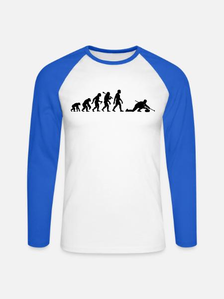 Curling Evolution Für Curler Curlingspieler - Unisex Baseballshirt langarm - Weiß/Royalblau