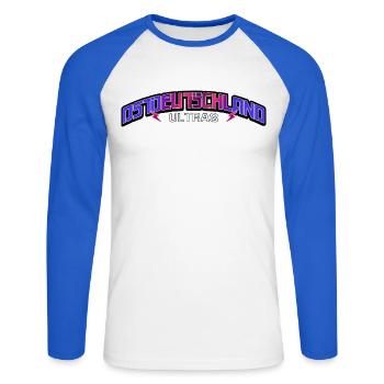 Ostdeutschland Ultras Ossis Osten Ostdeutscher - Unisex Baseballshirt langarm - Weiß/Royalblau - Vorne - Nik (191cm)