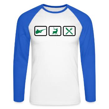 jagd - Unisex Baseballshirt langarm - Weiß/Royalblau - Vorne - Nik (191cm)