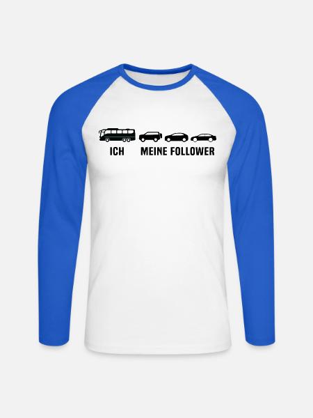 Busfahrer Linienbus Meine Follower Bus - Unisex Baseballshirt langarm - Weiß/Royalblau