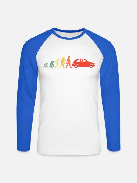 Auto Evolution Kleinwagen Führerschein Bestanden - Unisex Baseballshirt langarm - Weiß/Royalblau