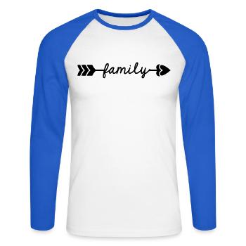 Family - T-shirt baseball manches longues Homme - blanc/bleu royal - Devant - Nik (191cm)