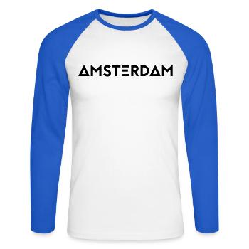 AMSTERDAM - Unisex Long Sleeve Baseball T-Shirt - white/royal blue - Front - Nik (191cm)