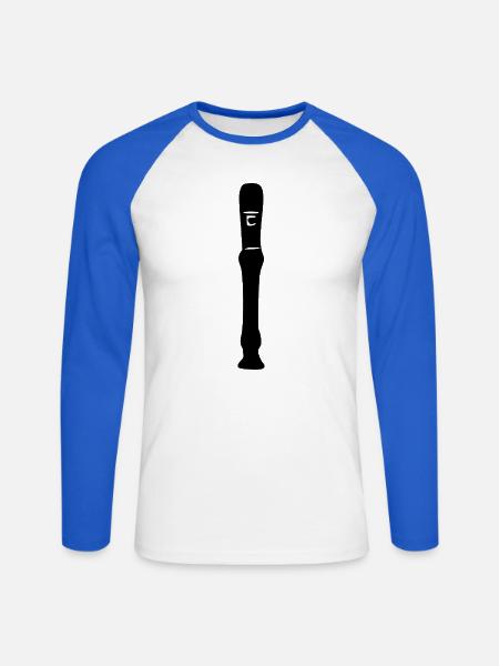 Blockflöte Geschenk Musik  - Unisex Baseballshirt langarm - Weiß/Royalblau