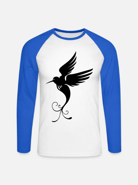 Kolibri (02) - Unisex Baseballshirt langarm - Weiß/Royalblau