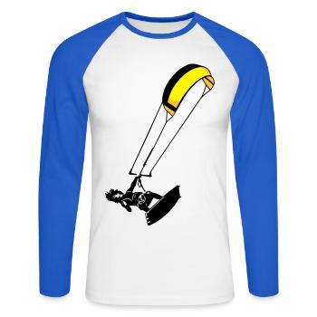 kite-surf - Unisex Long Sleeve Baseball T-Shirt - white/royal blue - Front - Nik (191cm)