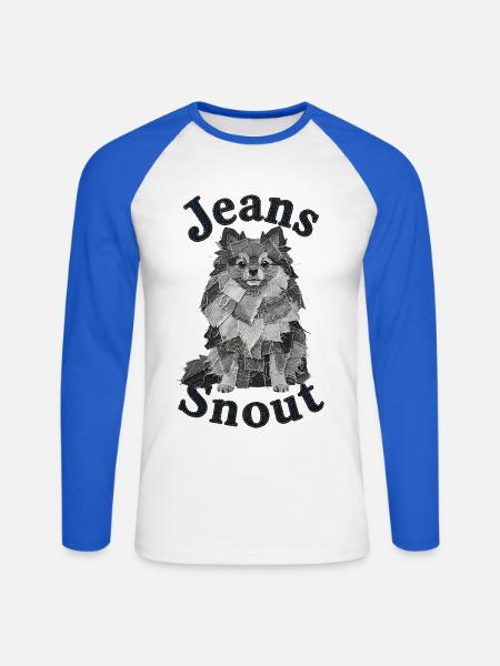 Grauer Spitz im Jeansflicken-Stil - Unisex Baseballshirt langarm - Weiß/Royalblau