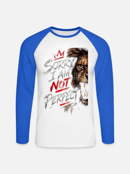 Nicht perfekte Tigerbürsten-Grafik - Unisex Baseballshirt langarm - Weiß/Royalblau