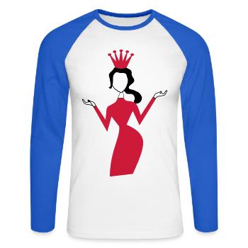 frau - Unisex Baseballshirt langarm - Weiß/Royalblau - Vorne - Nik (191cm)
