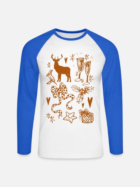 WEIHNACHTSSAMMLUNG - Unisex Baseballshirt langarm - Weiß/Royalblau