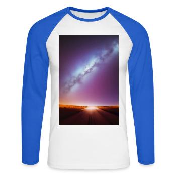 Weltall und Planeten - Unisex Baseballshirt langarm - Weiß/Royalblau - Vorne - Nik (191cm)