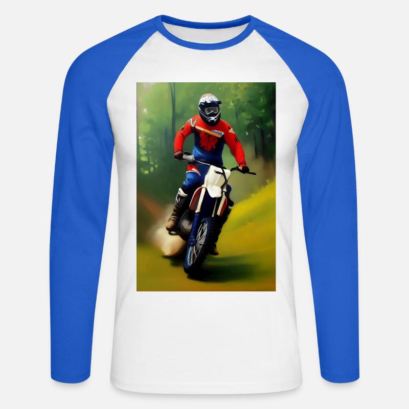 Motocross Riding - Maglia da baseball a manica lunga da uomo - bianco/blu royal