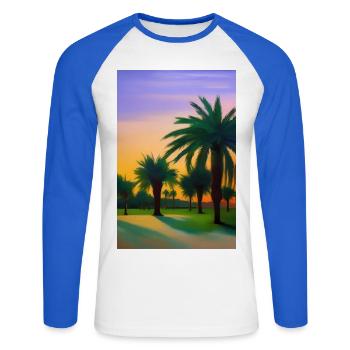 Désert d’Arabie - T-shirt baseball manches longues Homme - blanc/bleu royal - Devant - Nik (191cm)