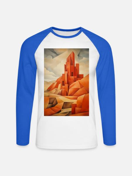 Wüstenlandschaft, Wüstendorf - Unisex Baseballshirt langarm - Weiß/Royalblau