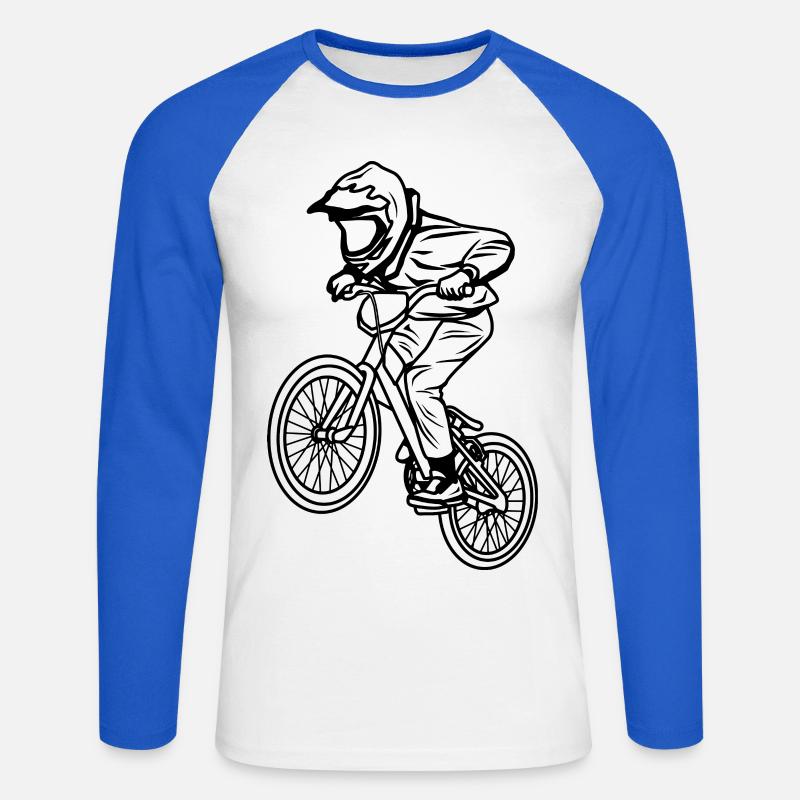 BMX Junge - Unisex Baseballshirt langarm - Weiß/Royalblau