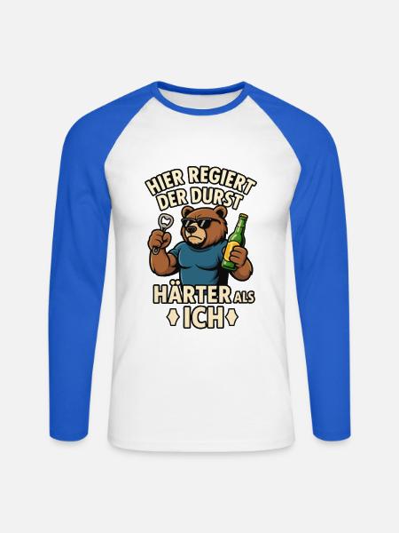 Durstbär - Härter als ich - Unisex Baseballshirt langarm - Weiß/Royalblau