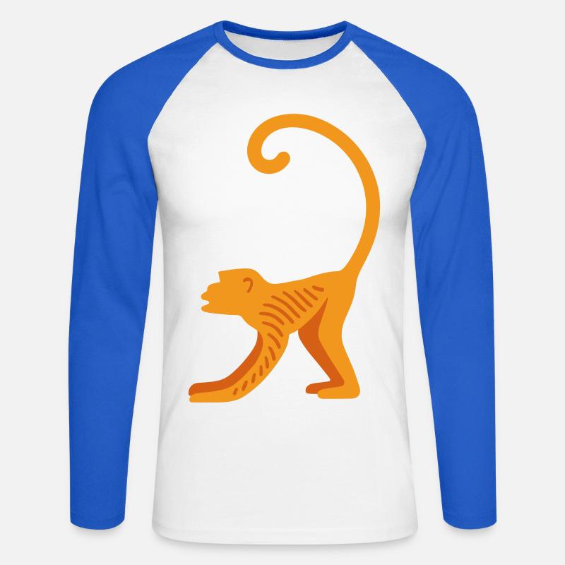 Orangutan Linienlogo - Unisex Baseballshirt langarm - Weiß/Royalblau