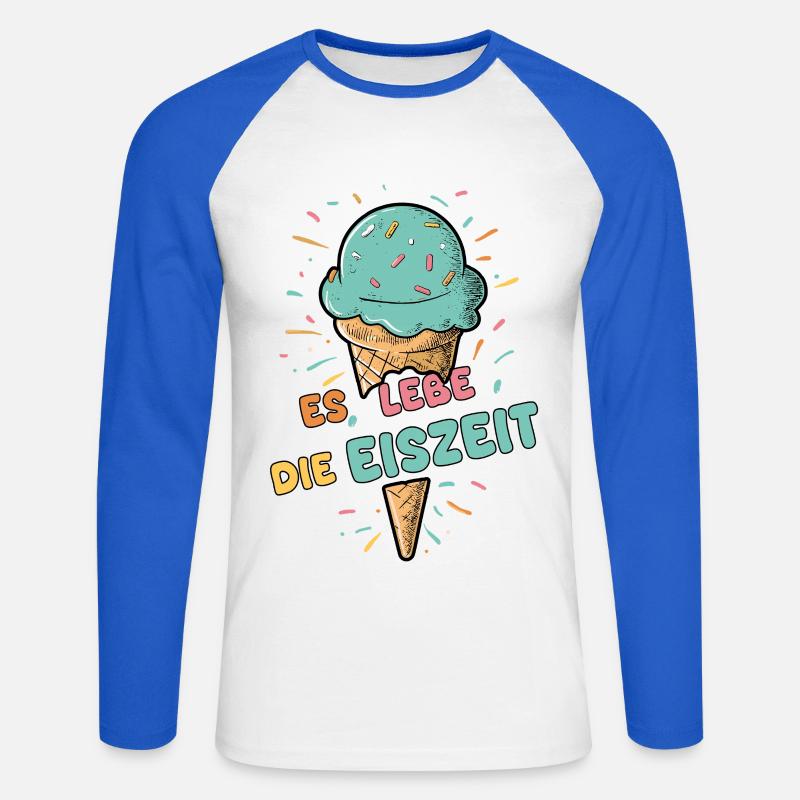 Es lebe die Eiszeit - Eiskugel - Unisex Baseballshirt langarm - Weiß/Royalblau