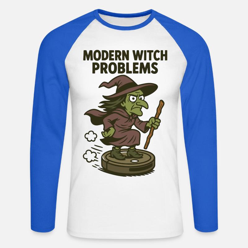 Modern Witch Problems – Funny Witch Design - Unisex Long Sleeve Baseball T-Shirt - white/royal blue