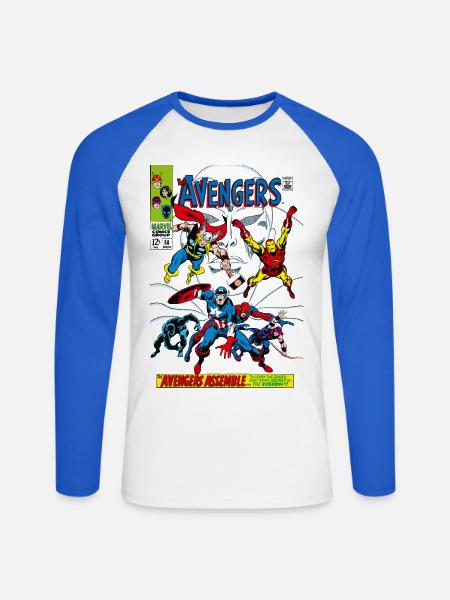 Avengers Comic Superhelden Assemble - Unisex Baseballshirt langarm - Weiß/Royalblau