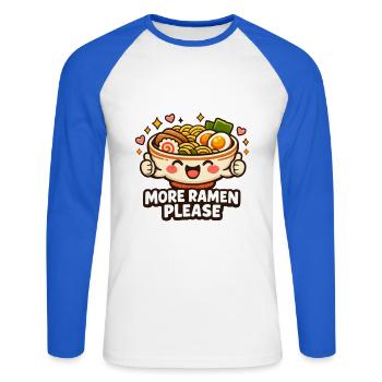 Niedliche Ramen Nudeln Bowl - Unisex Baseballshirt langarm - Weiß/Royalblau - Vorne - Nik (191cm)