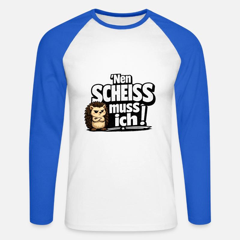 Nen Scheiss Muss Ich Igel - Unisex Baseballshirt langarm - Weiß/Royalblau