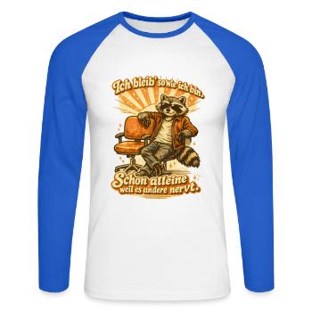 Witzige Sarkastische Ironische Sprüche - Unisex Baseballshirt langarm - Weiß/Royalblau - Vorne - Nik (191cm)