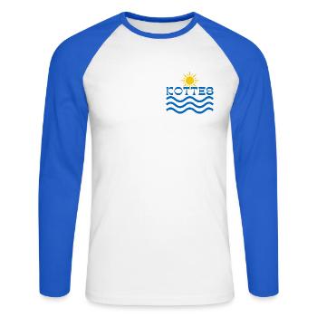 Kottes Sun Waves  - Unisex Long Sleeve Baseball T-Shirt - white/royal blue - Front - Nik (191cm)