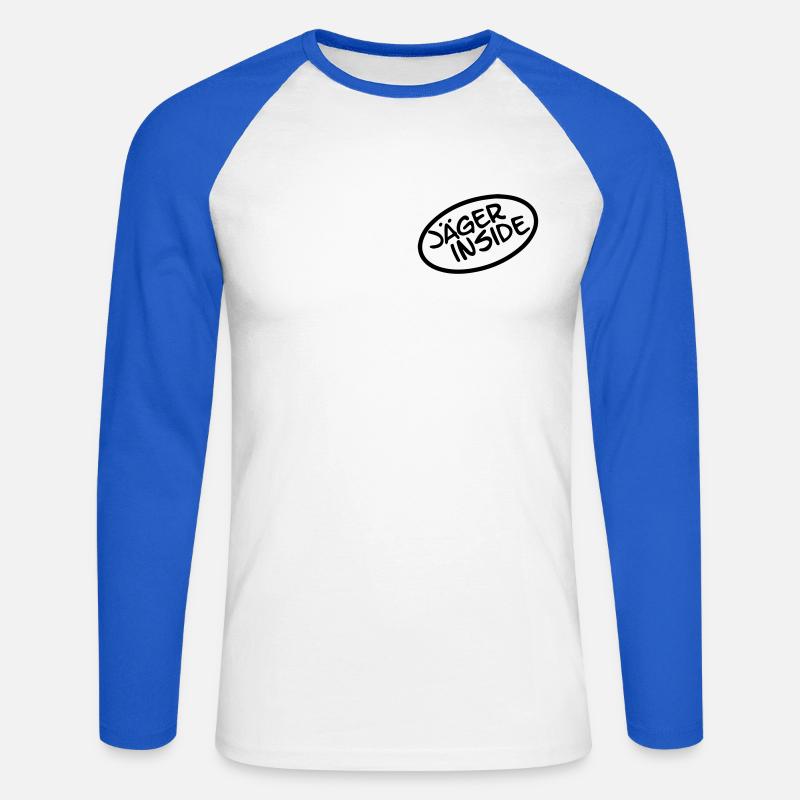 Jäger Inside - Unisex Baseballshirt langarm - Weiß/Royalblau