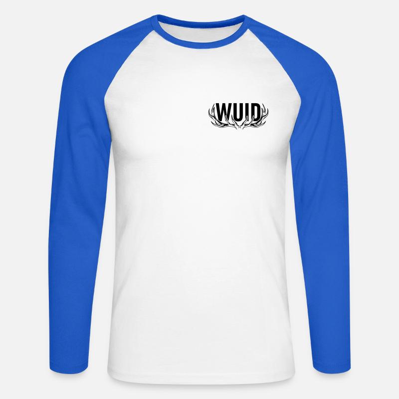 WUID – Modernes bayerisches Design mit Geweih - Unisex Baseballshirt langarm - Weiß/Royalblau