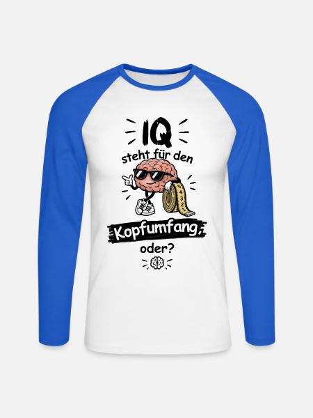 IQ steht für den Kopfumfang, oder? - Unisex Baseballshirt langarm - Weiß/Royalblau
