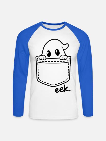 Kuscheliger Geist über Brusttasche - Unisex Baseballshirt langarm - Weiß/Royalblau