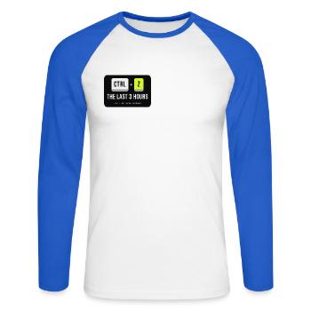 Strg Z: Die letzten 3 Stunden - Unisex Baseballshirt langarm - Weiß/Royalblau - Vorne - Nik (191cm)