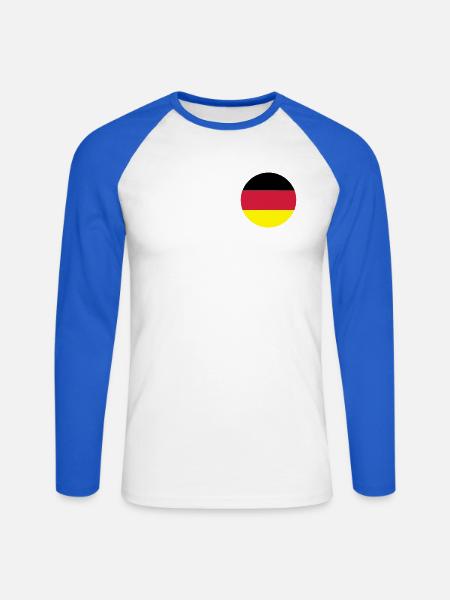 Deutschland - Unisex Baseballshirt langarm - Weiß/Royalblau