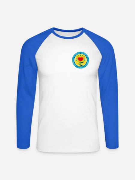 POP BLUME - Unisex Baseballshirt langarm - Weiß/Royalblau