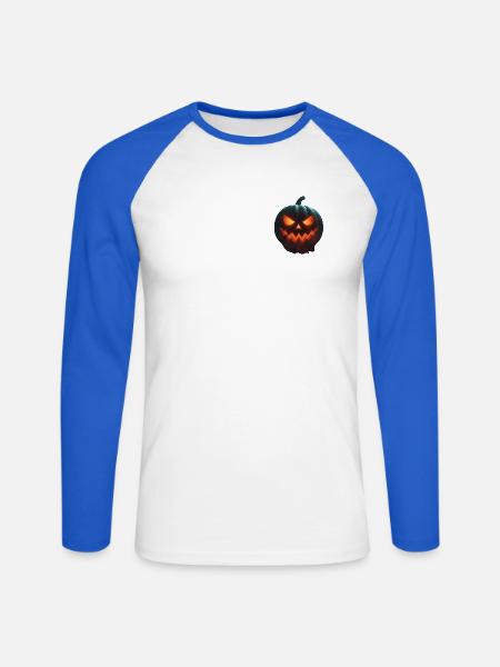 Brüllender Scharlachroter Kürbis - Unisex Baseballshirt langarm - Weiß/Royalblau