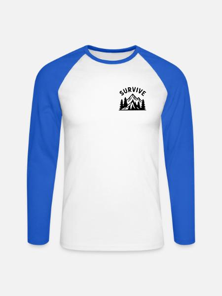 Überleben - Natur - Unisex Baseballshirt langarm - Weiß/Royalblau